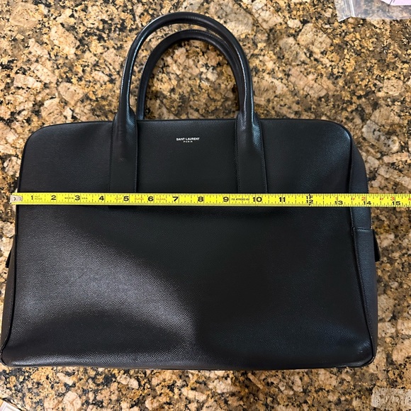 Saint Laurent black leather men’s briefcase. Wear with handle or cross body. - Picture 9 of 11